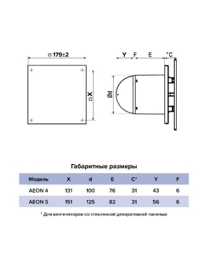 Вентилятор накладной AEON D125 обр.клапан DICITI